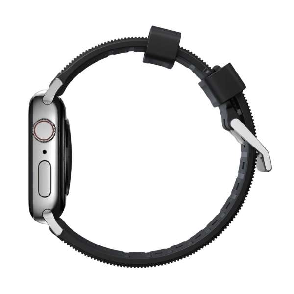 Nomad Rugged Strap with Connectoor Silver for Apple Watch 42/44/45/49mm Black