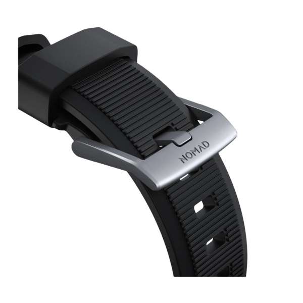 Nomad Rugged Strap with Connectoor Silver for Apple Watch 42/44/45/49mm Black