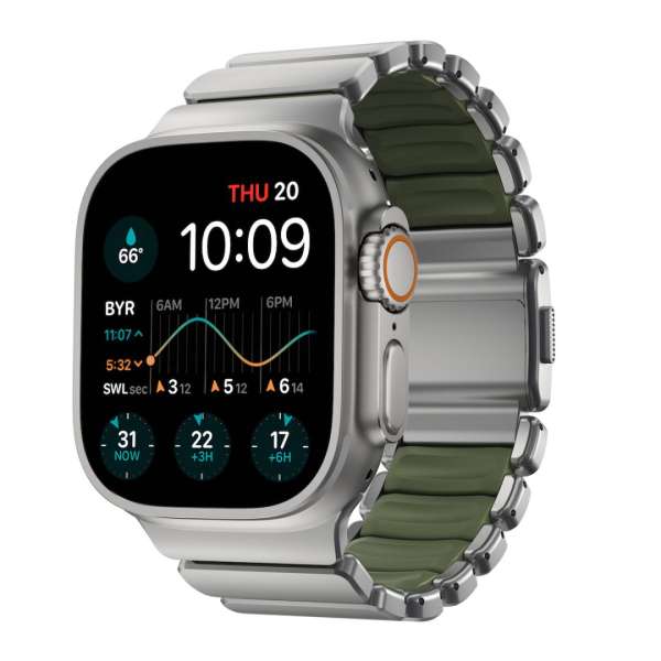 Nomad Stratos Band FKM AW 45/46/49mm Natural Titanium Forest Green