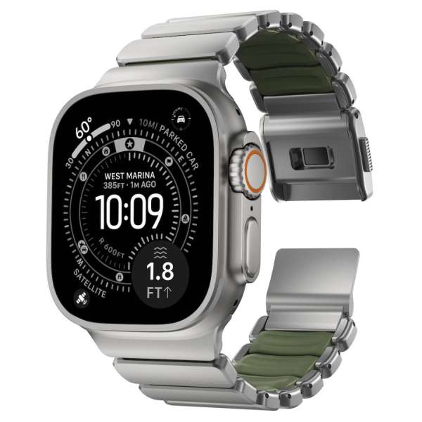 Nomad Stratos Band FKM AW 45/46/49mm Natural Titanium Forest Green