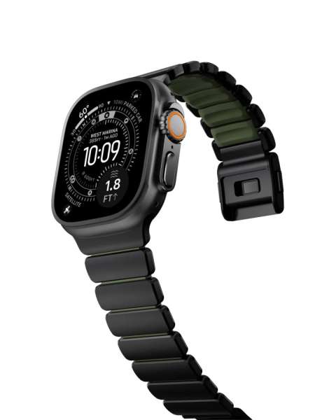 Nomad Stratos Band FKM AW 45/46/49mm Black Titanium Forest Green