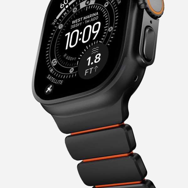 Nomad Stratos Band FKM for AW 45/46/49mm Titanium Ultra Orange Black
