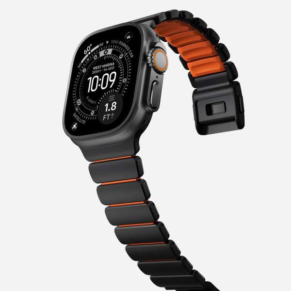 Nomad Stratos Band FKM for AW 45/46/49mm Titanium Ultra Orange Black