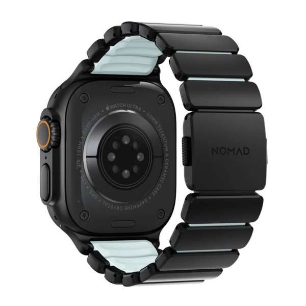 Nomad Stratos Band for FKM AW 45/46/49mm Black Titanium Icy Blue Glow