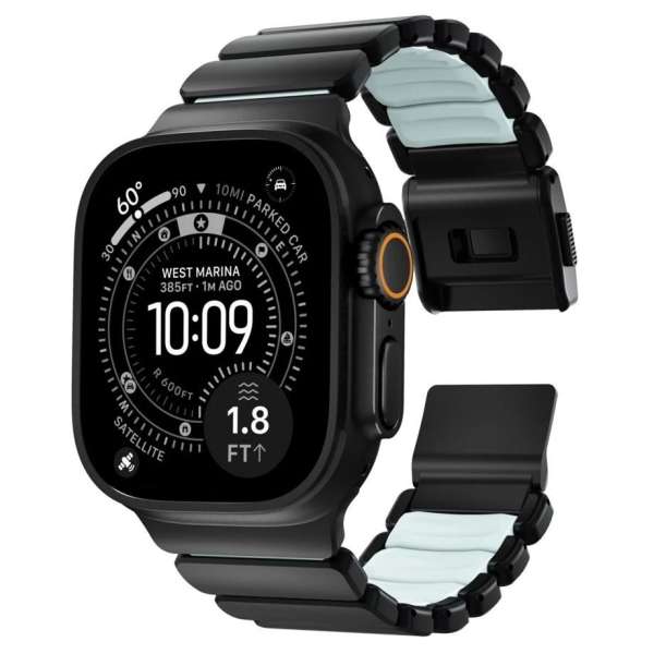 Nomad Stratos Band for FKM AW 45/46/49mm Black Titanium Icy Blue Glow