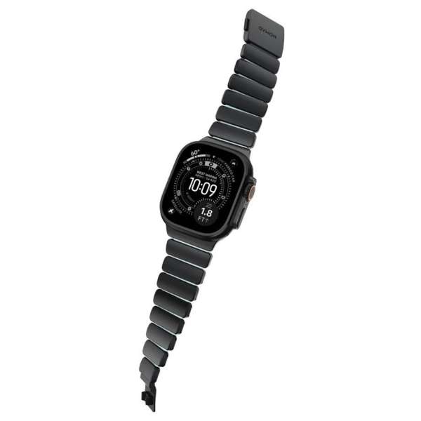 Nomad Stratos Band for FKM AW 45/46/49mm Black Titanium Icy Blue Glow