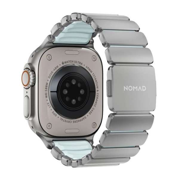Nomad Stratos Band for FKM AW 45/46/49mm Natural Titanium Icy Blue Glow