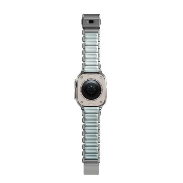Nomad Stratos Band for FKM AW 45/46/49mm Natural Titanium Icy Blue Glow