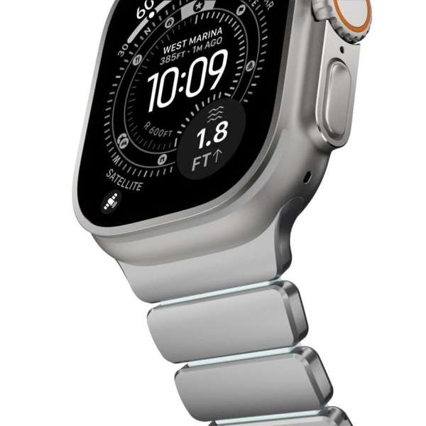 Nomad Stratos Band for FKM AW 45/46/49mm Natural Titanium Icy Blue Glow