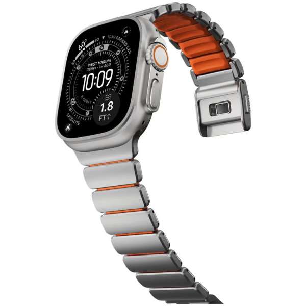 Nomad Stratos Band for FKM AW 45/46/49mm Natural Titanium Ultra Orange