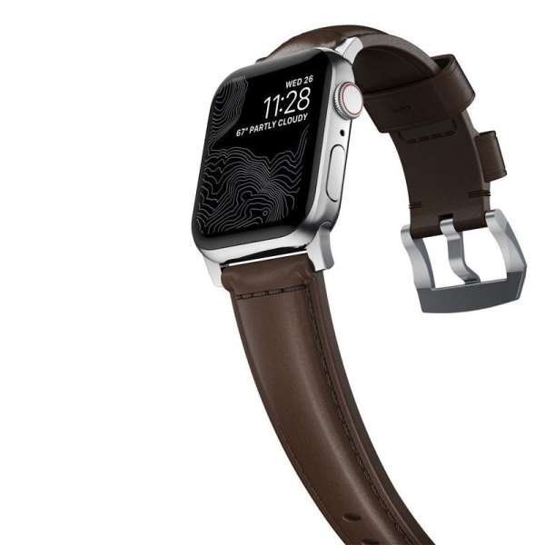 Nomad Traditional Band Apple Watch Ultra 2/1 (49mm) 9/8/7 (45mm)/6/SE/5/4 (44mm)/3/2/1 (42mm) Silver/Brown