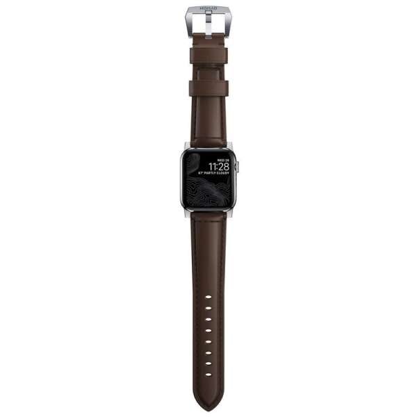 Nomad Traditional Band Apple Watch Ultra 2/1 (49mm) 9/8/7 (45mm)/6/SE/5/4 (44mm)/3/2/1 (42mm) Silver/Brown
