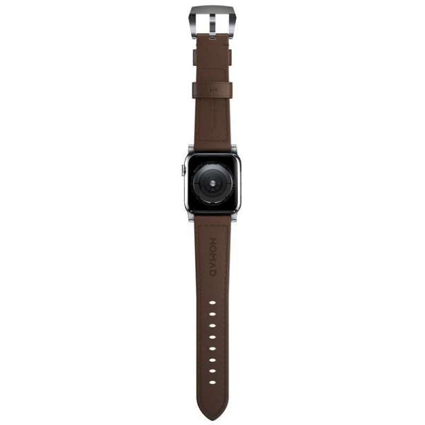Nomad Traditional Band Apple Watch Ultra 2/1 (49mm) 9/8/7 (45mm)/6/SE/5/4 (44mm)/3/2/1 (42mm) Silver/Brown