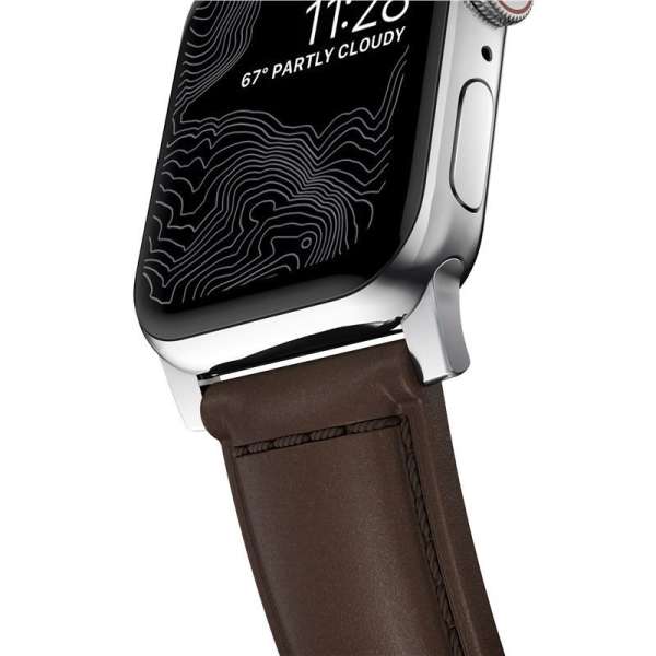 Nomad Traditional Band Apple Watch Ultra 2/1 (49mm) 9/8/7 (45mm)/6/SE/5/4 (44mm)/3/2/1 (42mm) Silver/Brown