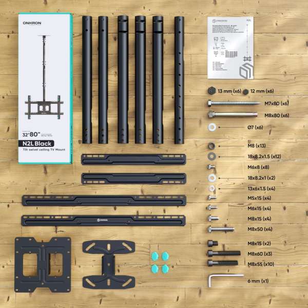 ONKRON Ceiling mount for TV 32"-80" Black