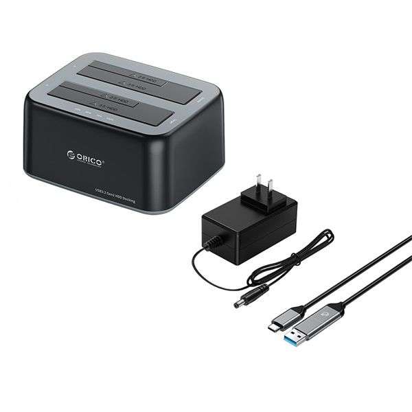 Orico 6829C3-C 2,5"/3,5" SATA HDD/SSD Dual-bay Dock with Offline Clone Function Black