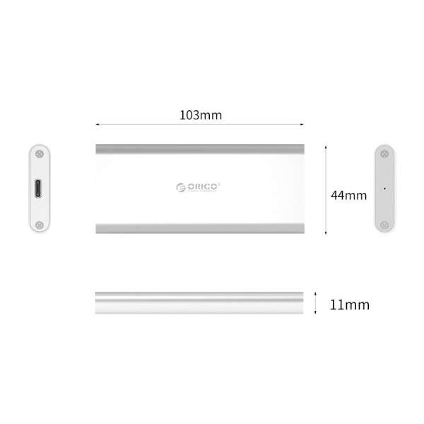 Orico M2G-C3 M.2 SATA to Type-C High-speed SSD Enclosure Aluminium Silver