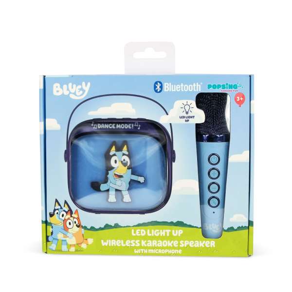 OTL Technologies Bluey PopSing LED Light-Up Bluetooth Karaoke Speaker & Microphone Blue