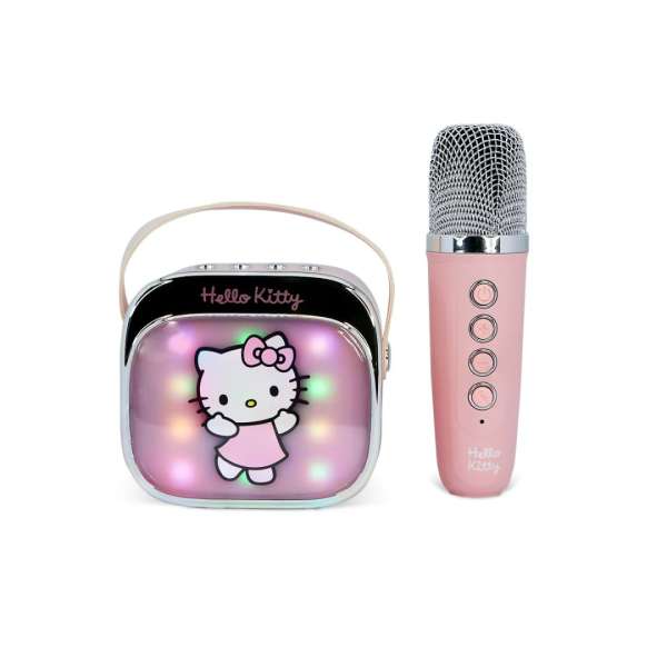 OTL Technologies Hello Kitty PopSing LED Light-Up Bluetooth Karaoke Speaker & Microphone Pink