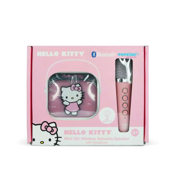 OTL Technologies Hello Kitty PopSing LED Light-Up Bluetooth Karaoke Speaker & Microphone Pink
