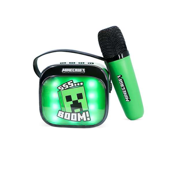 OTL Technologies Minecraft PopSing LED Light-Up Bluetooth Karaoke Speaker & Microphone Green