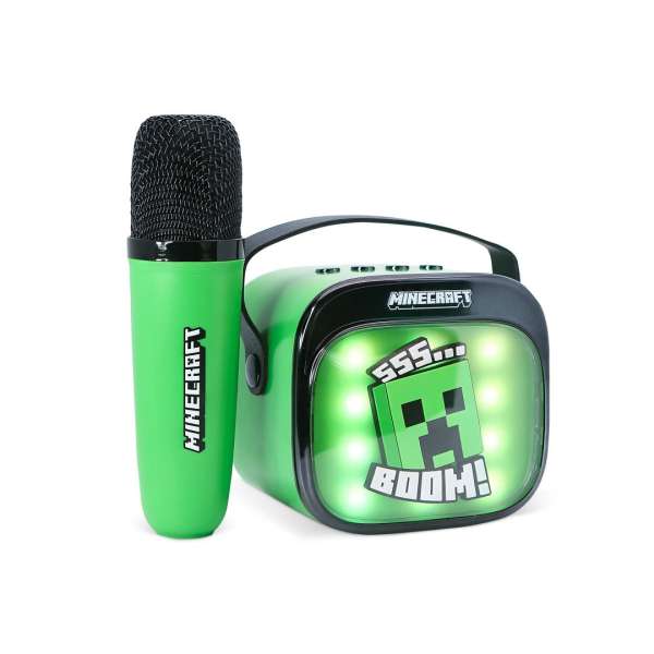 OTL Technologies Minecraft PopSing LED Light-Up Bluetooth Karaoke Speaker & Microphone Green