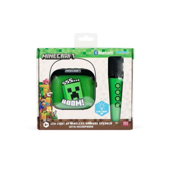OTL Technologies Minecraft PopSing LED Light-Up Bluetooth Karaoke Speaker & Microphone Green