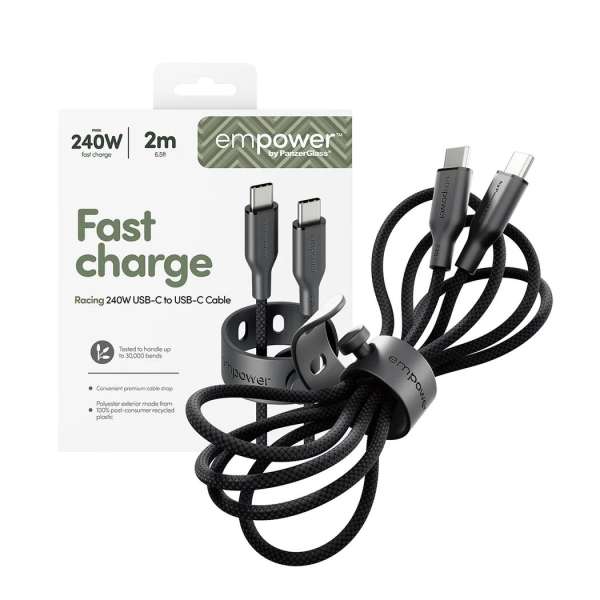 PanzerGlass 240W USB-C to USB-C USB 2.0 cable 2m Black