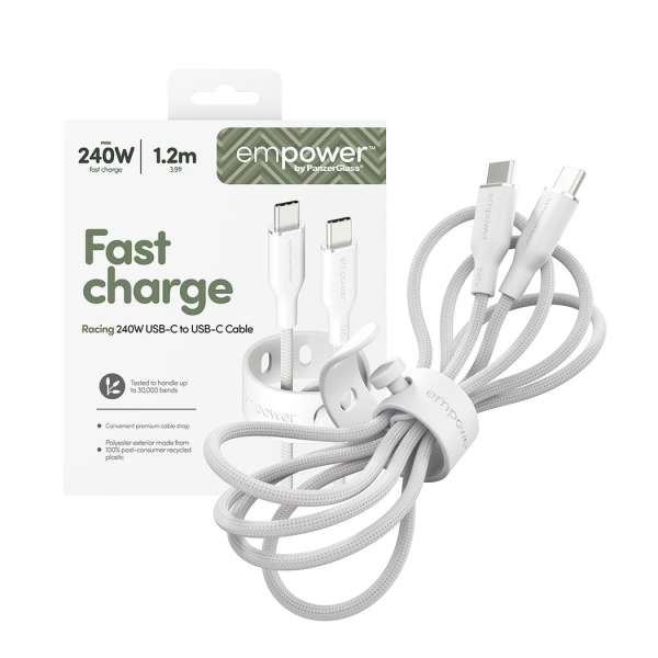 PanzerGlass 240W USB-C to USB-C USB 2.0 cable 1,2m White