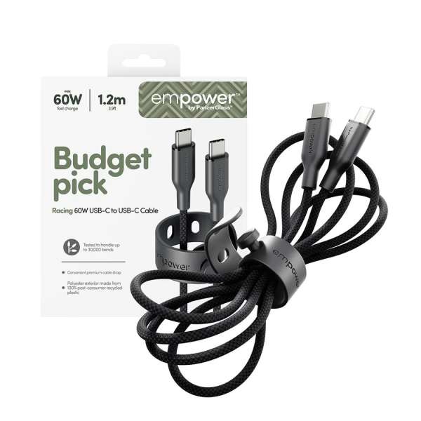 PanzerGlass 60W USB-C to USB-C USB 2.0 cable 1,2m Black