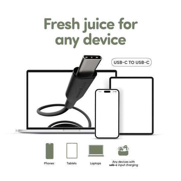 PanzerGlass 60W USB-C to USB-C USB 2.0 cable 1,2m Black
