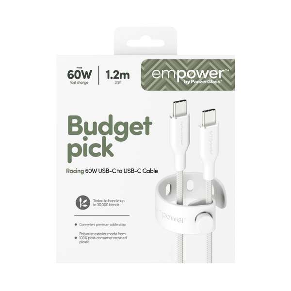 PanzerGlass 60W USB-C to USB-C USB 2.0 cable 1,2m White