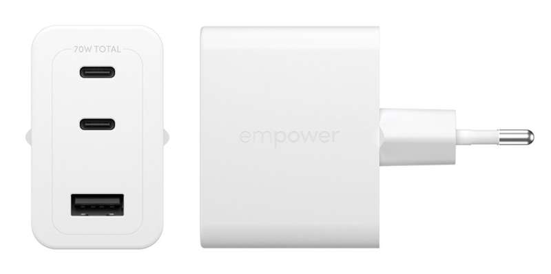 PanzerGlass 70W 2x USB-C 1x USB-A charger White