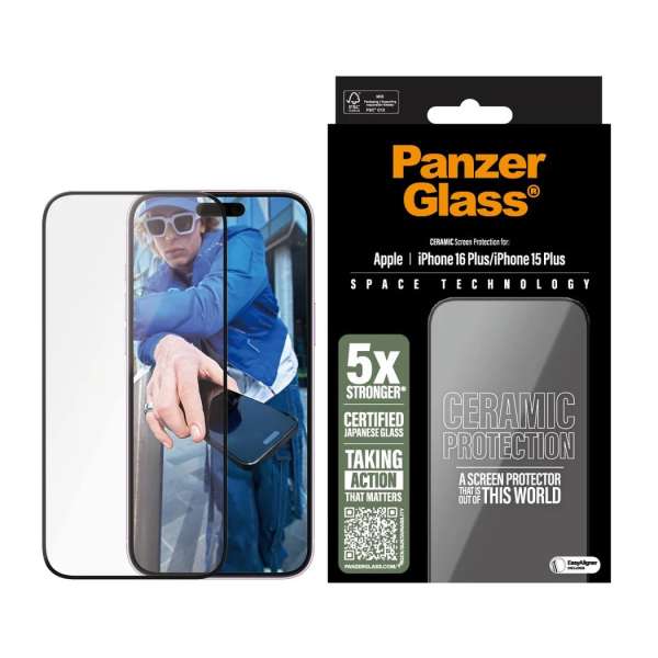 PanzerGlass Ceramic Screen Protector for iPhone 16 Plus 15 Plus