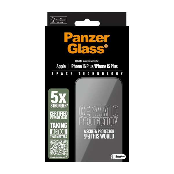 PanzerGlass Ceramic Screen Protector for iPhone 16 Plus 15 Plus
