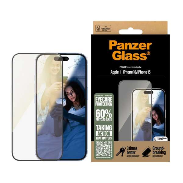 PanzerGlass EyeCare Screen Protector for iPhone 16 15 UWF
