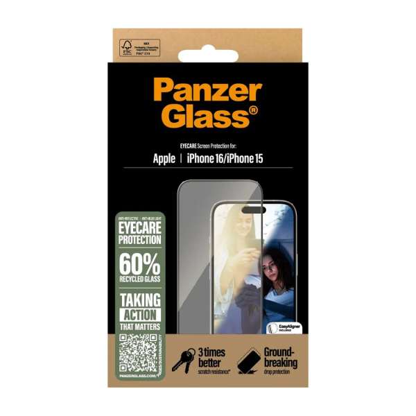 PanzerGlass EyeCare Screen Protector for iPhone 16 15 UWF