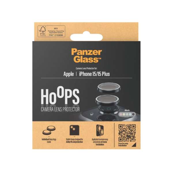 PanzerGlass Hoops Black Camera Lens Protector for iPhone 15 15 Plus