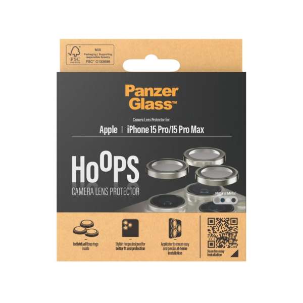 PanzerGlass Hoops Natural Metal Lens Protector iPhone 15 Pro/Max