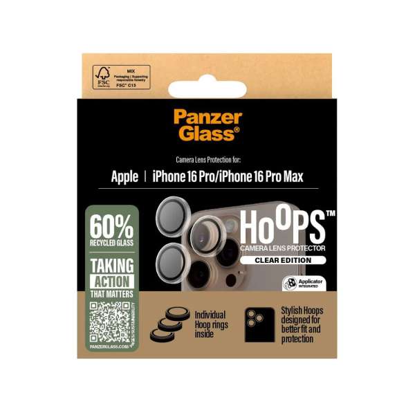 PanzerGlass Hoops Transparent Lens Protector for iPhone 16 Pro/Max
