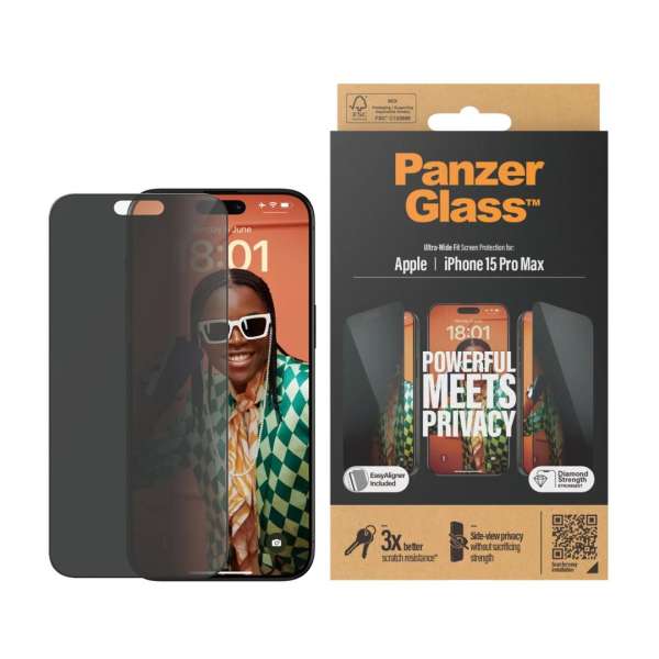 PanzerGlass Privacy Screen Protector for iPhone 15 Pro Max