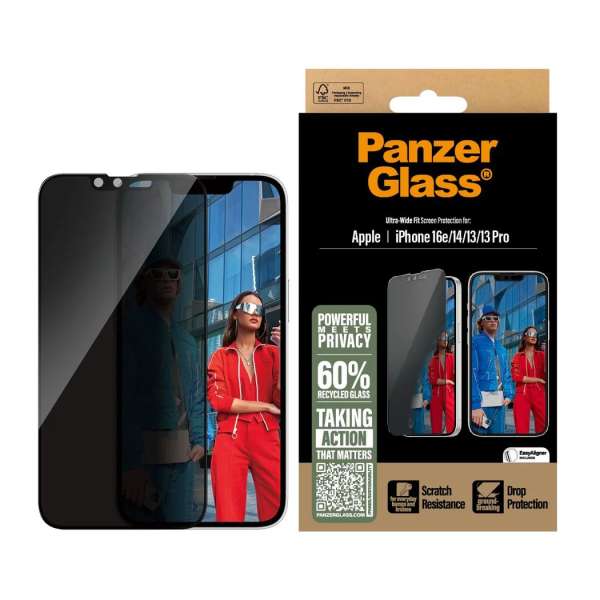 PanzerGlass Privacy Screen Protector for iPhone 16e 14 13 13 Pro