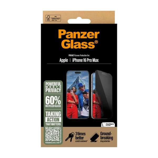 PanzerGlass Privacy Screen Protector iPhone 16 Pro Max UWF