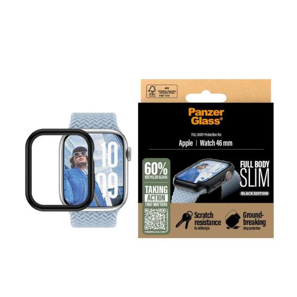 PanzerGlass Screen Protector for Black Apple Watch 10 46mm