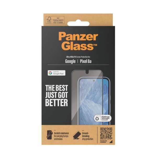 PanzerGlass Screen Protector with Black Frame for Google Pixel 8a UWF