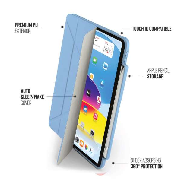 Pipetto Origami No7 Tri-Folio Case for iPad (A16) / iPad (2022) Light Blue