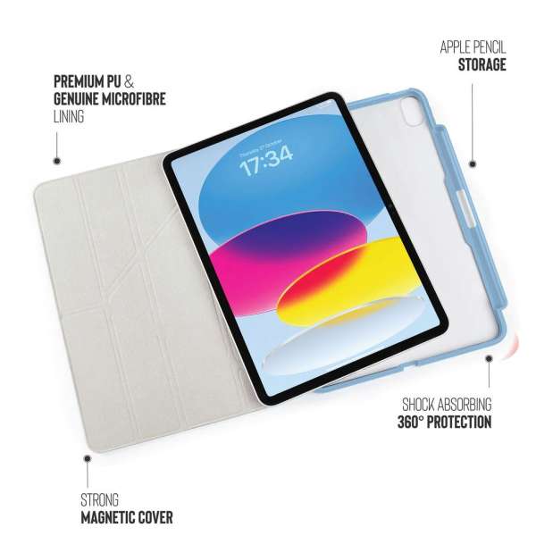 Pipetto Origami No7 Tri-Folio Case for iPad (A16) / iPad (2022) Light Blue