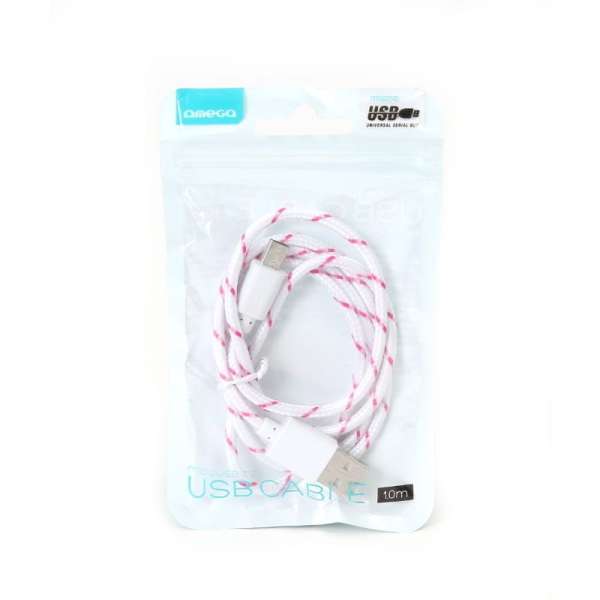 Platinet Omega Fabric Braided microUSB to USB Cable 1m White