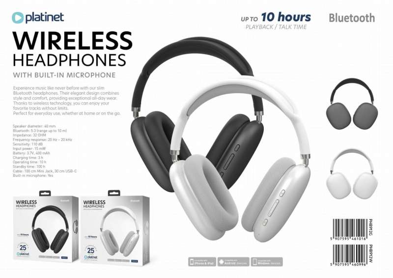 Platinet PHB912G Bluetooth Headset Grey
