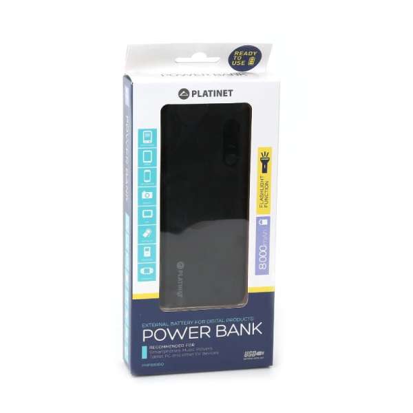 Platinet PMPB80BO 8000mAh PowerBank and Torch + microUSB Cable Black/Orange